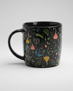 Black Midnight Bloom Print Mug