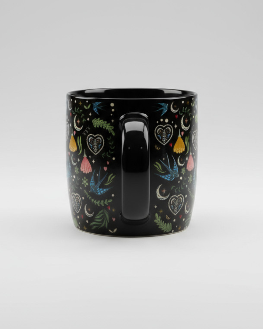 Black Midnight Bloom Print Mug