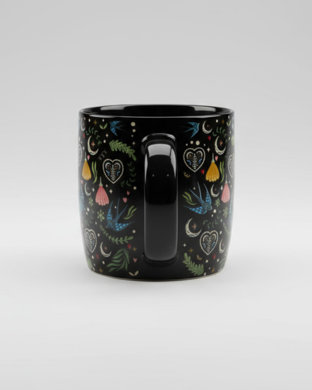 Black Midnight Bloom Print Mug