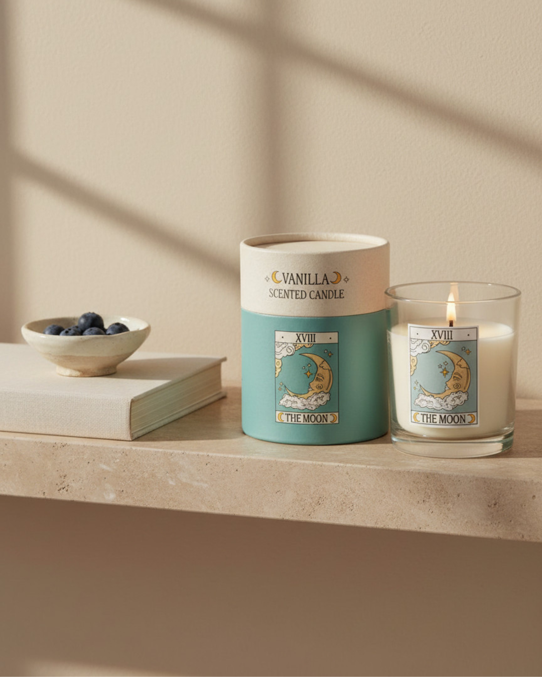 The Moon Vintage Tarot Blueberry Candle