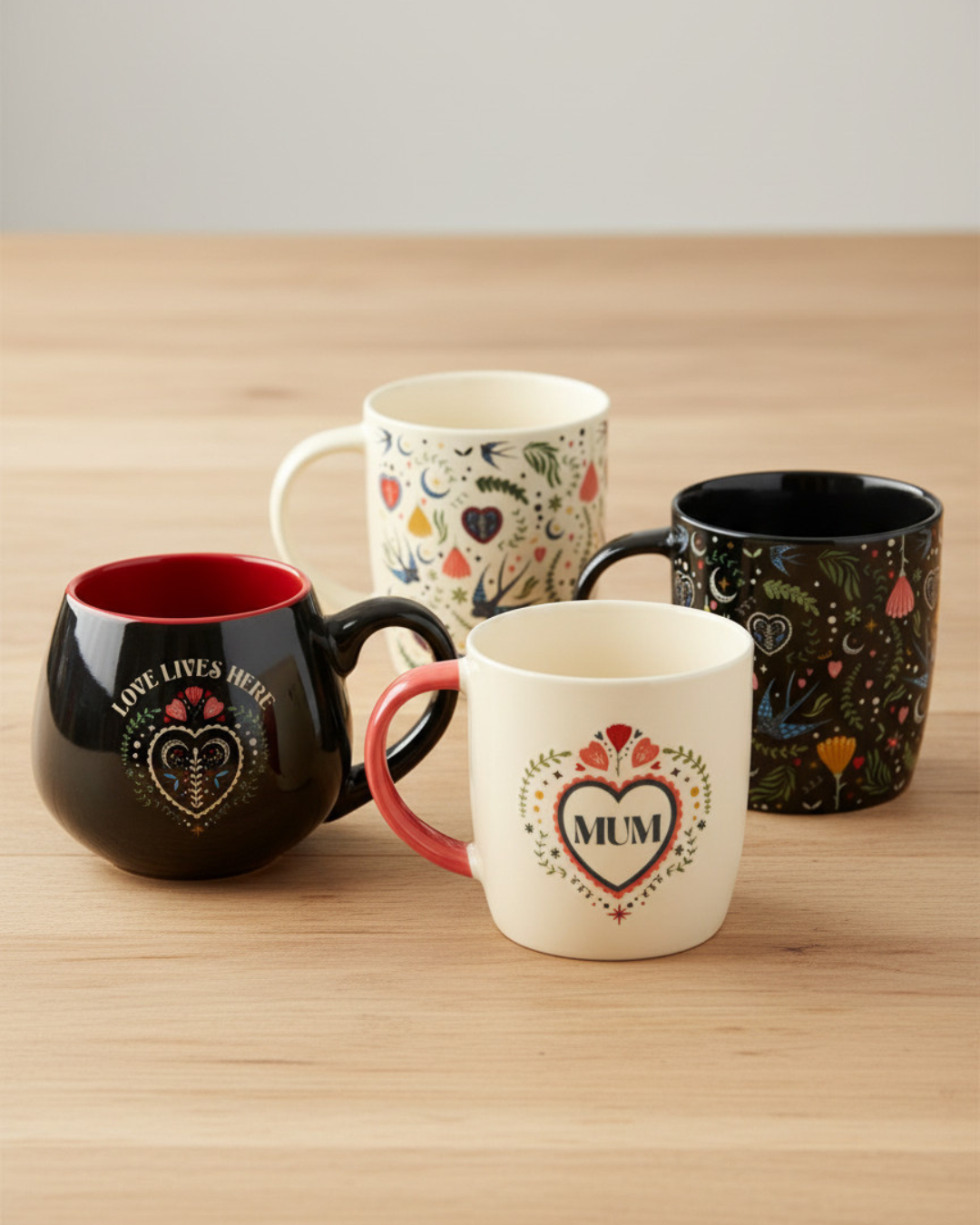 Mum Folk Heart Mug