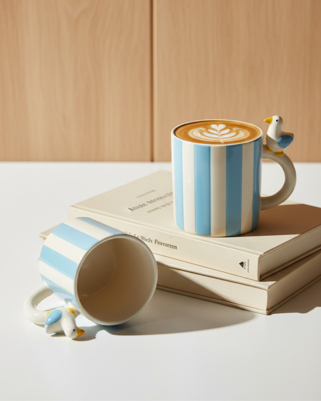 Striped Mug with Seagull