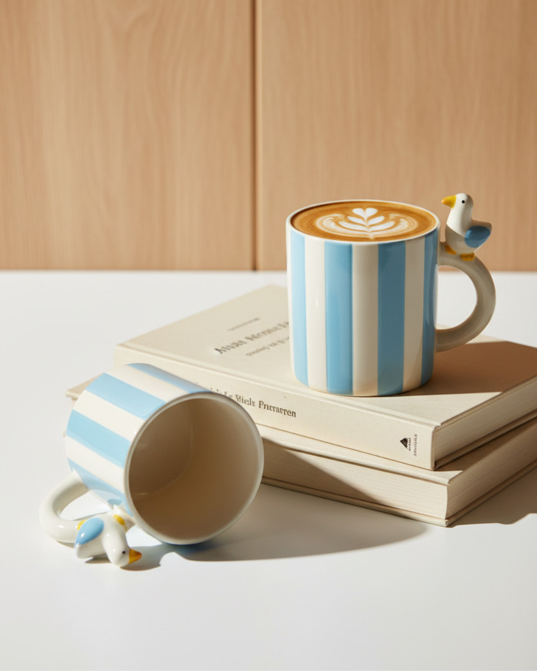 Striped Mug with Seagull