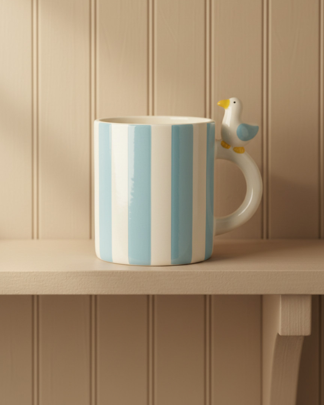 Striped Mug with Seagull