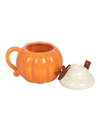 Pumpkin Cream Lidded Mug | Ceramic Pumpkin Mug with Lid