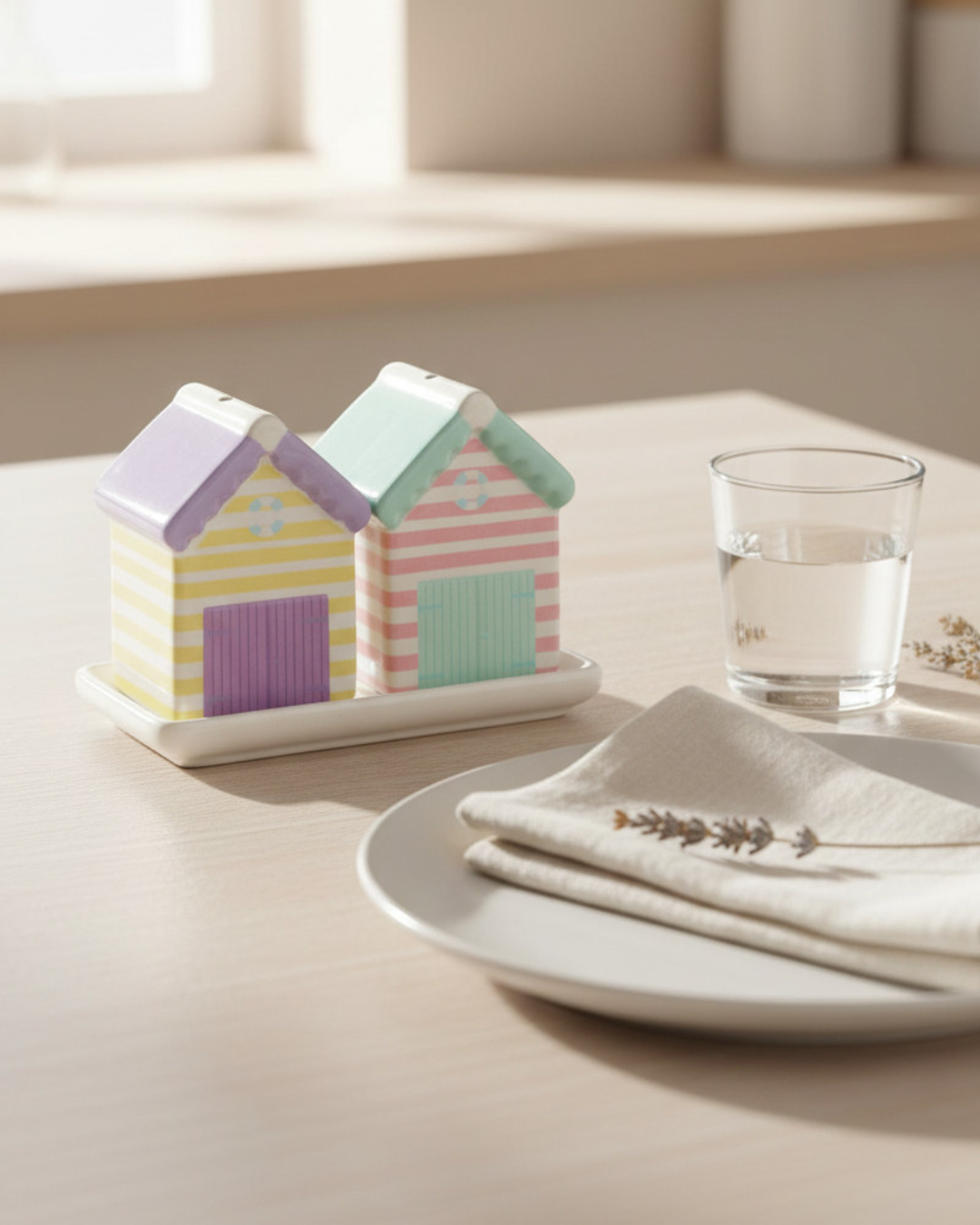 Pastel Beach Hut Salt and Pepper Shakers
