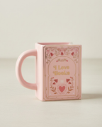 I Love Books Pink Book Shaped Mug