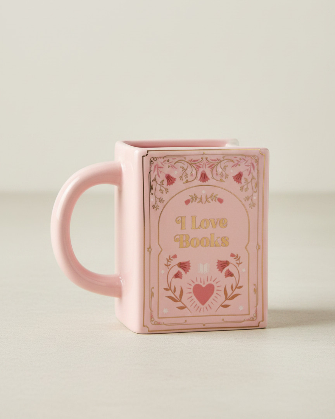 I Love Books Pink Book Shaped Mug