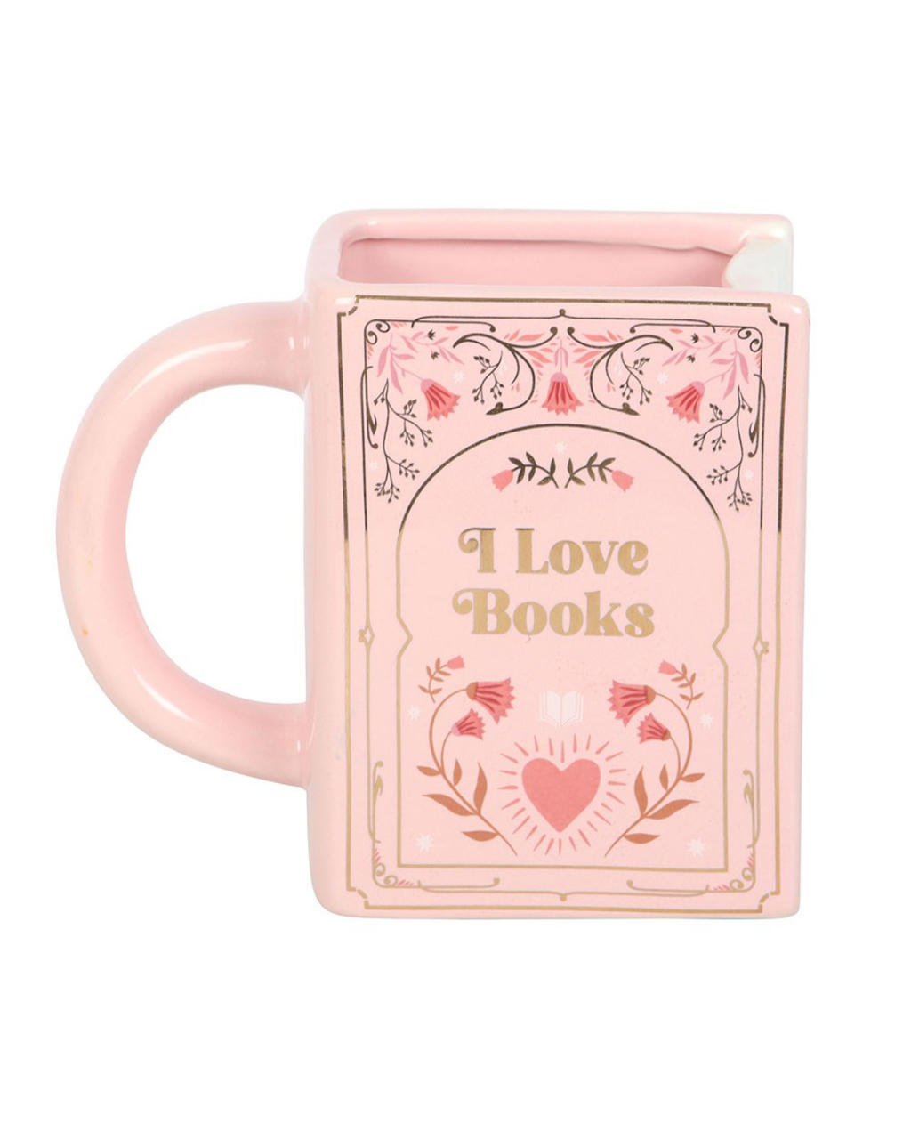 I Love Books Pink Book Shaped Mug