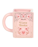 I Love Books Pink Book Shaped Mug