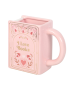 I Love Books Pink Book Shaped Mug