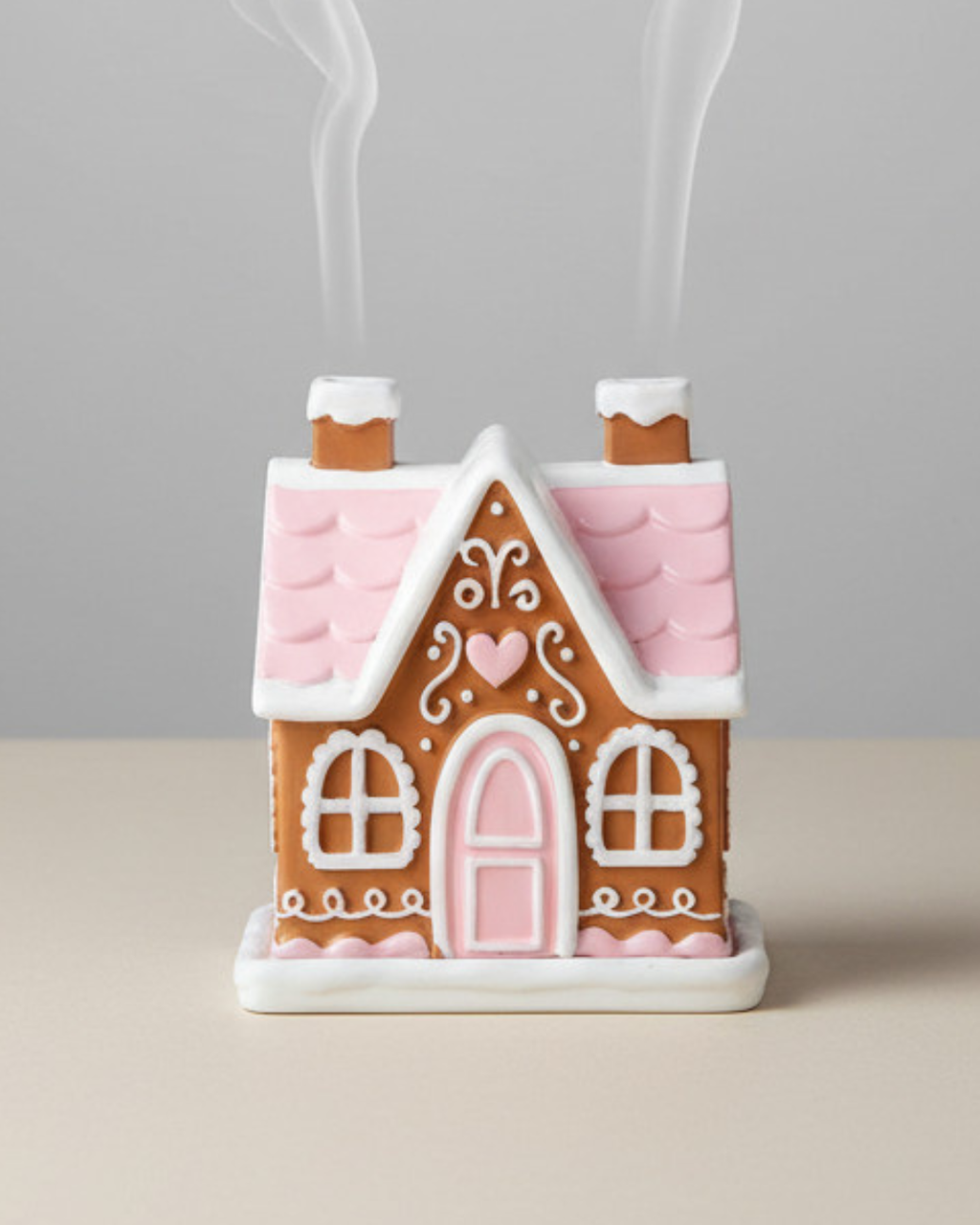 Pink Gingerbread House Incense Cone Burner | Ceramic Christmas House