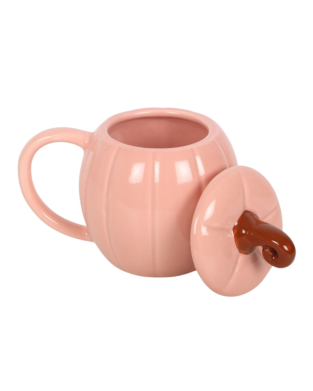 Pink Pumpkin Lidded Mug | Ceramic Pumpkin Mug with Lid