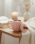 Pink Pumpkin Lidded Mug | Ceramic Pumpkin Mug with Lid