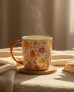 Pink & Orange Pumpkin Print Mug | Ceramic Autumn Mug