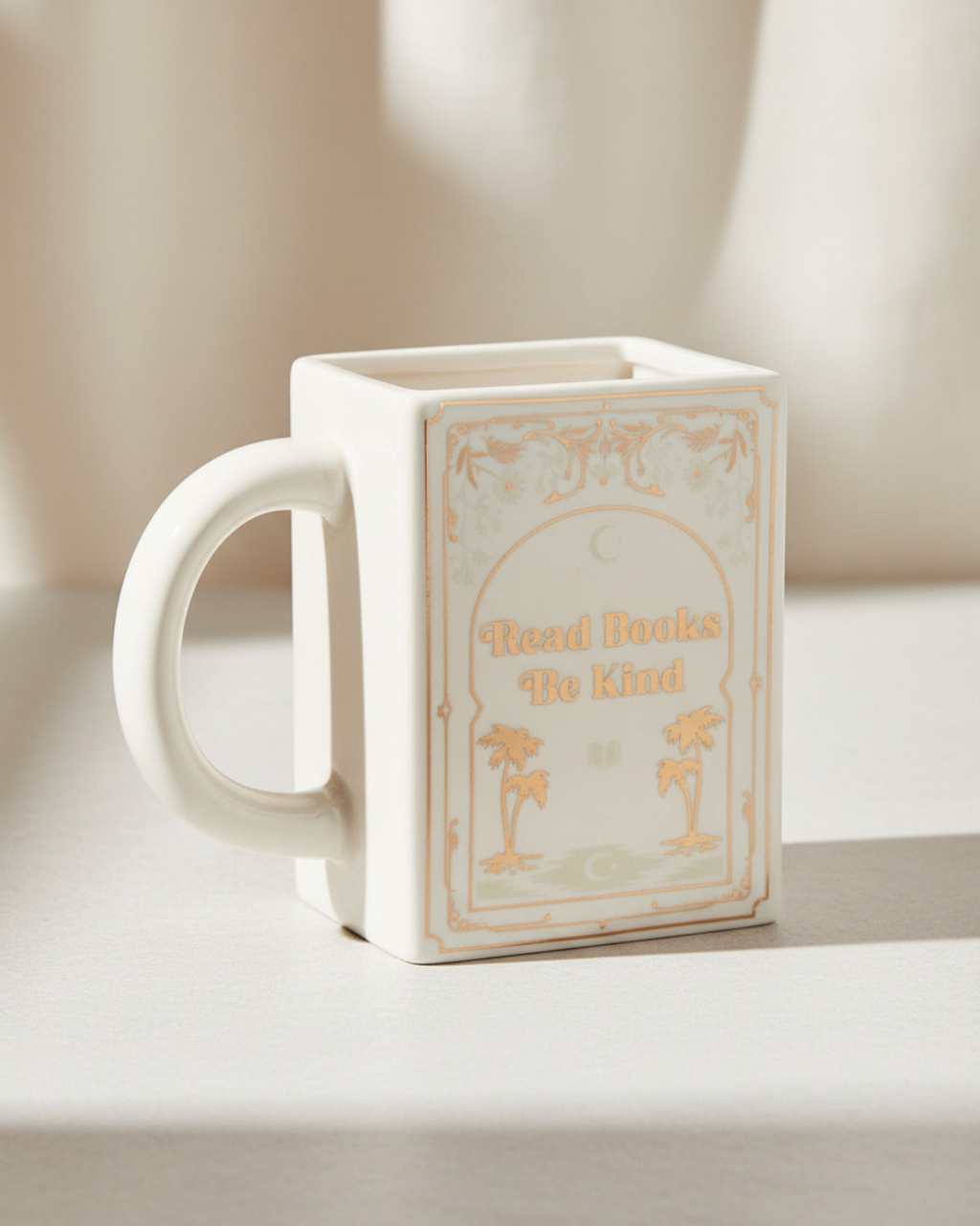 Read Books Be Kind White Book Shaped Mug