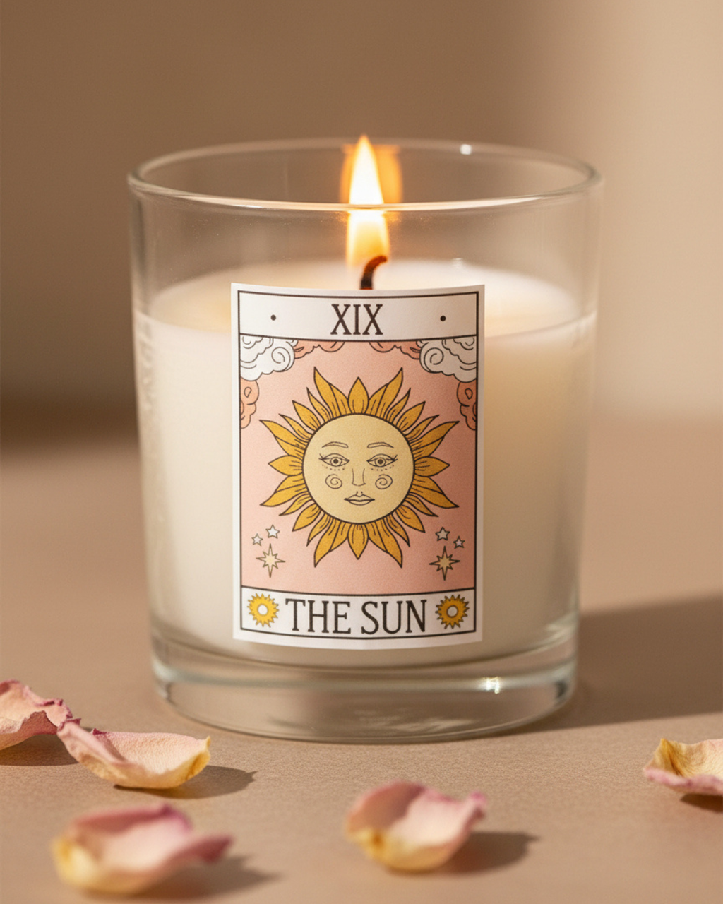 The Sun Vintage Tarot Rose Candle