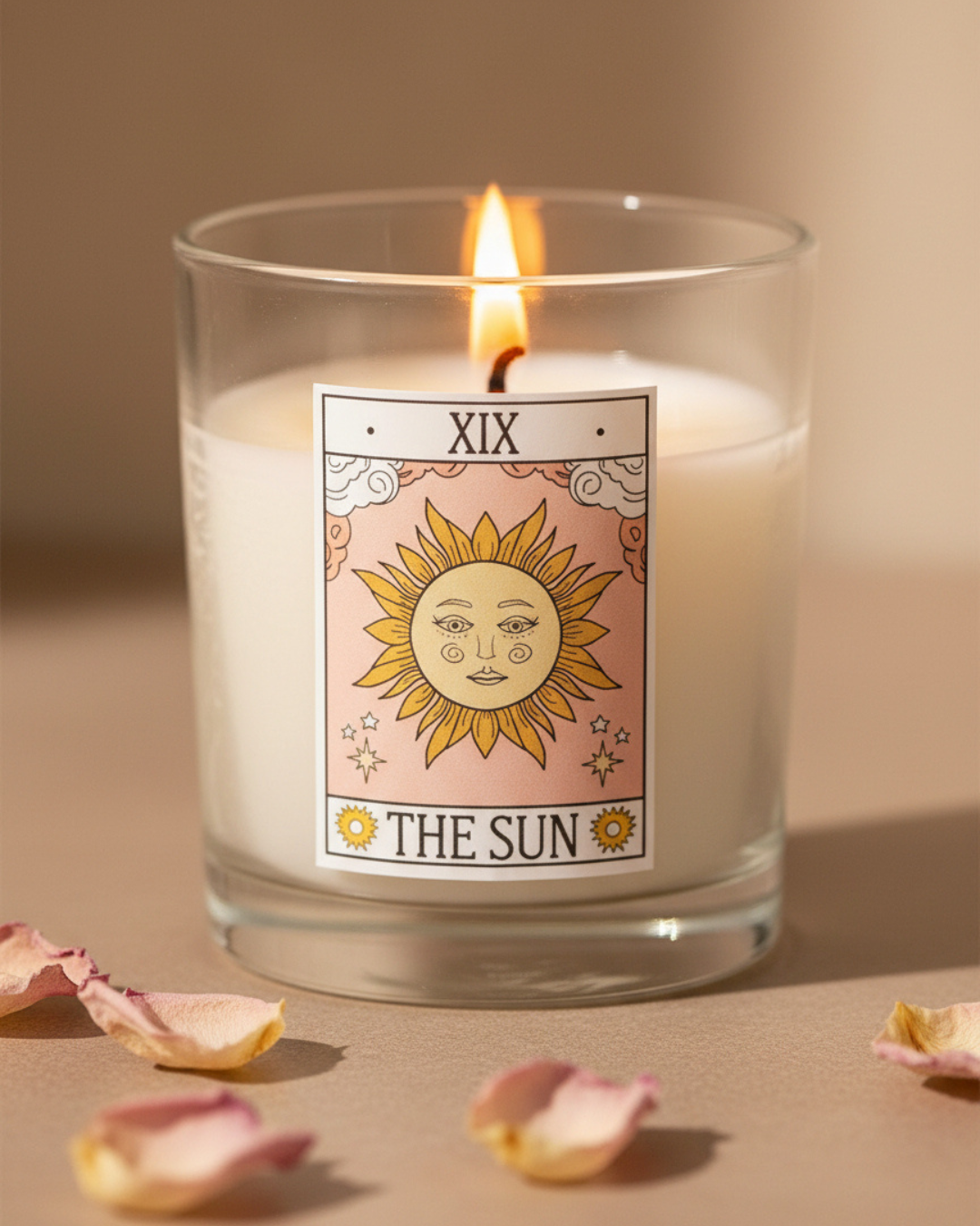 The Sun Vintage Tarot Rose Candle