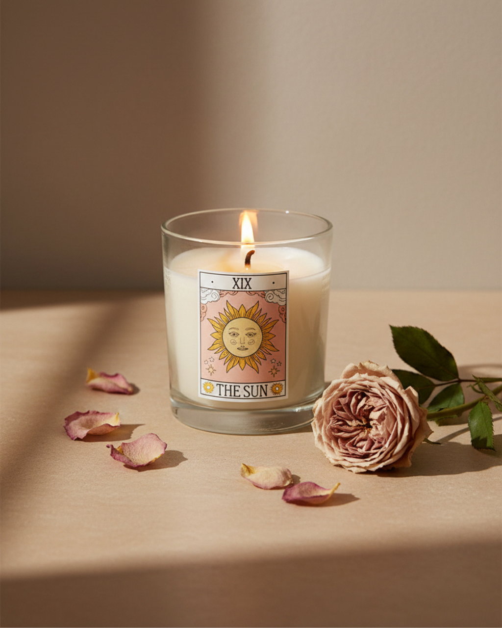 The Sun Vintage Tarot Rose Candle