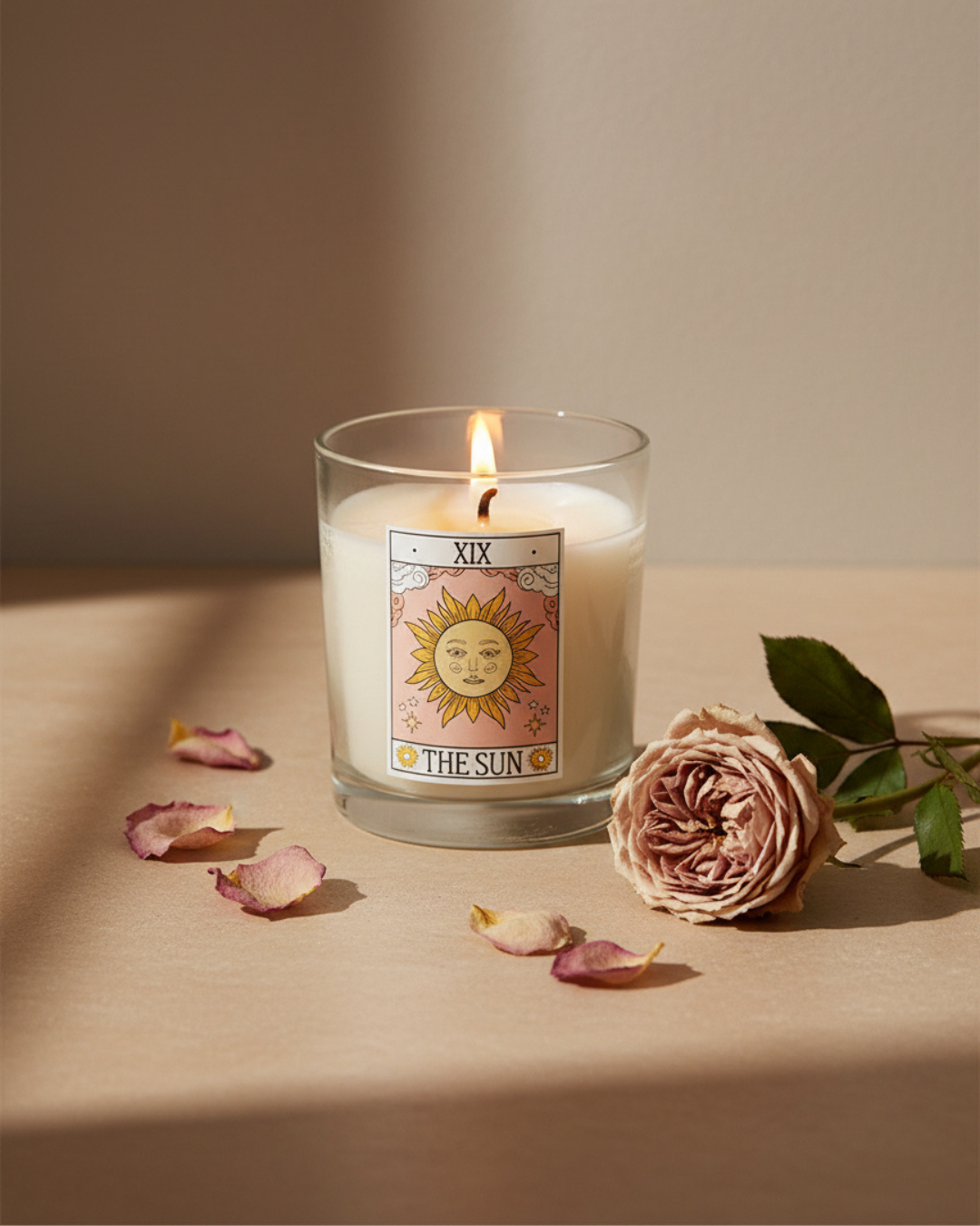 The Sun Vintage Tarot Rose Candle