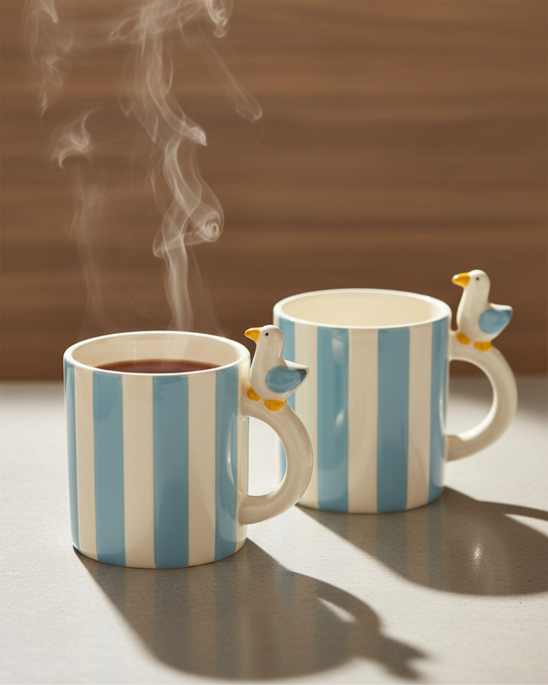 Striped Mug with Seagull