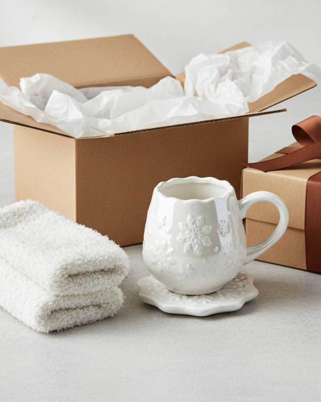 Iridescent Snowflake Mug, Coaster & Socks Gift Set | Cosy Winter Gift