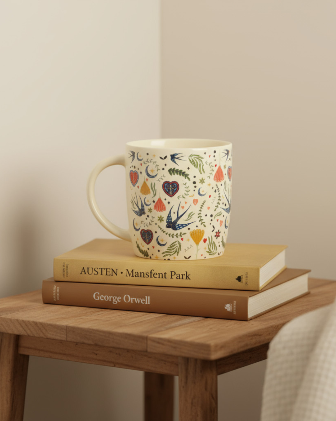 Cream Midnight Bloom Print Mug