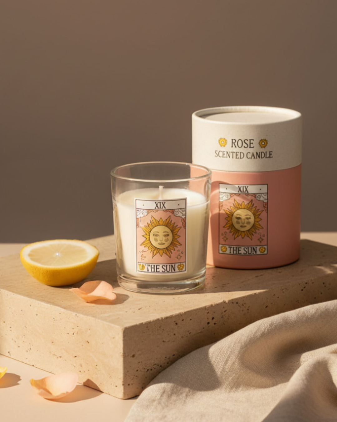 The Sun Vintage Tarot Rose Candle