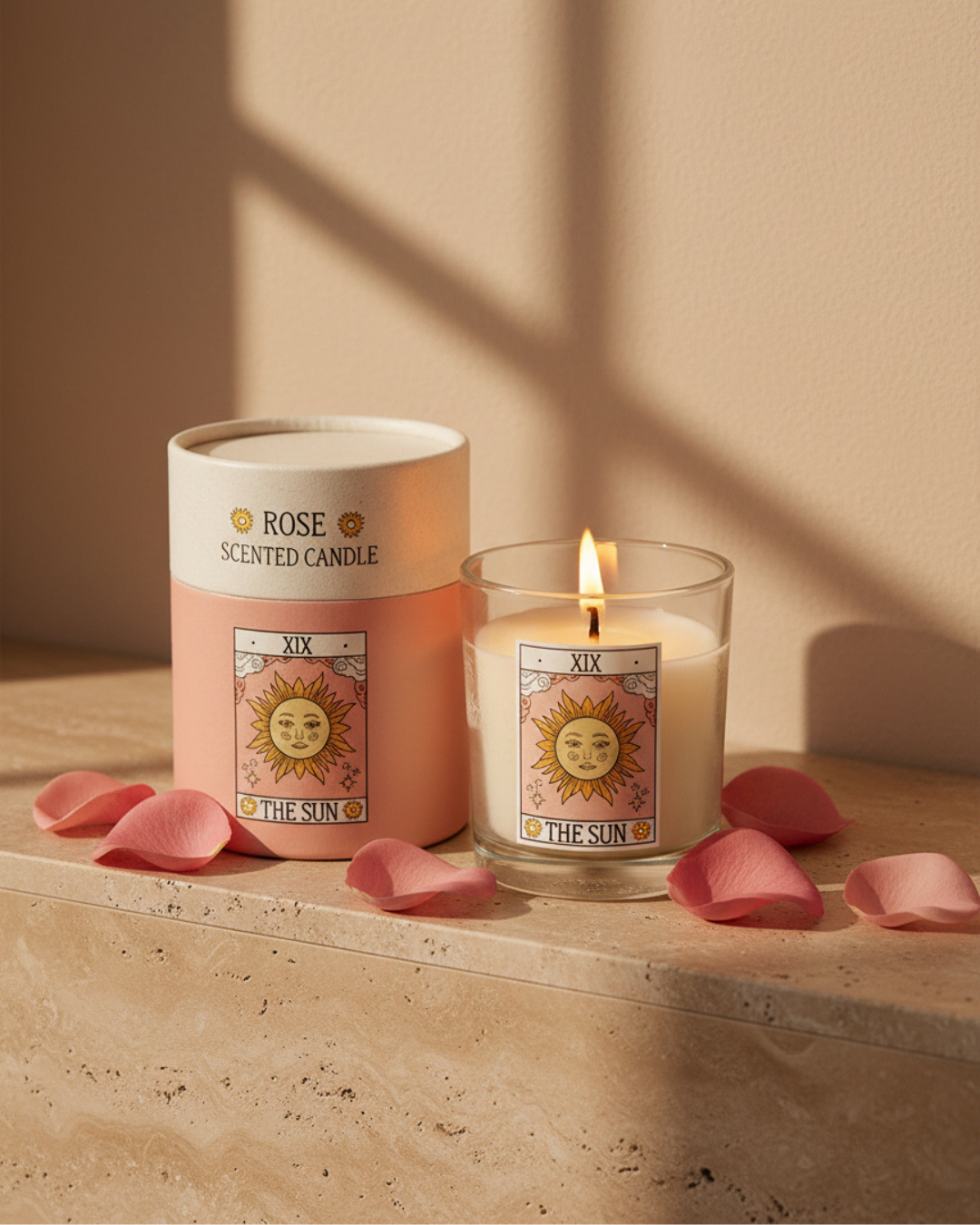 The Sun Vintage Tarot Rose Candle