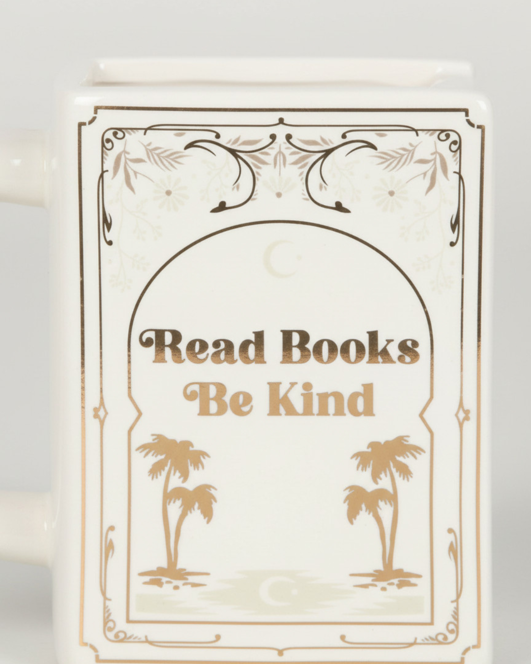 Read Books Be Kind White Book Shaped Mug