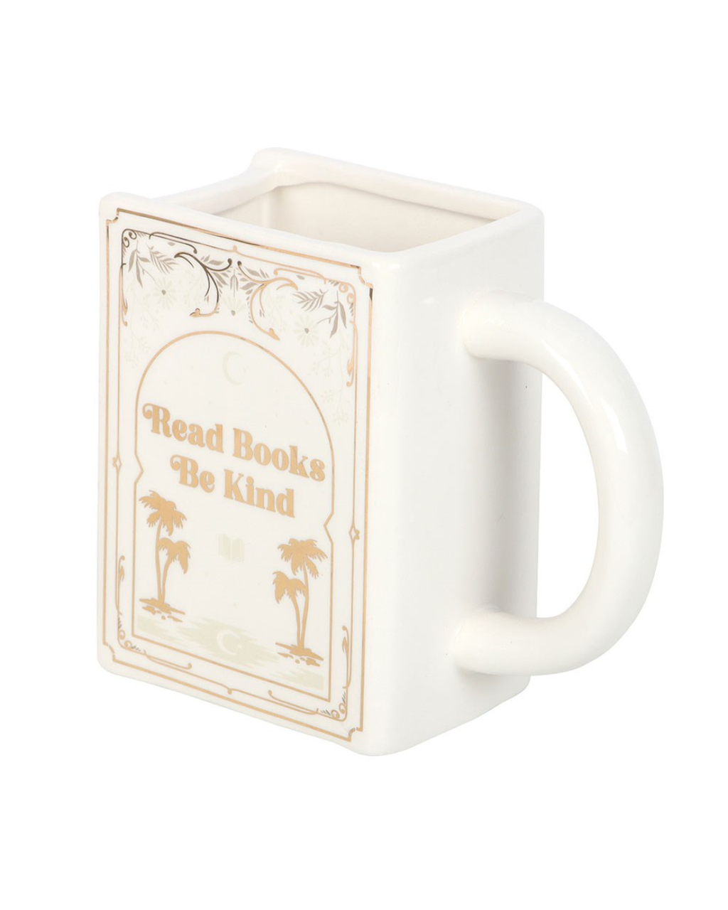 Read Books Be Kind White Book Shaped Mug
