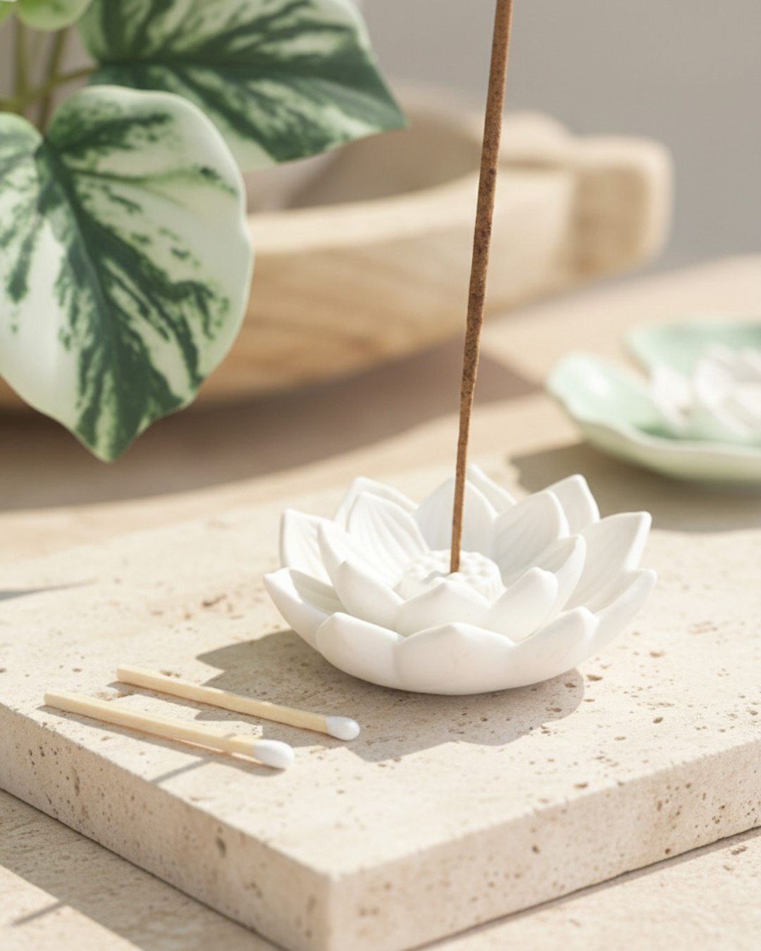 White Lotus Flower Incense Stick Holder