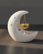 White Crescent Moon Hanging Oil Burner