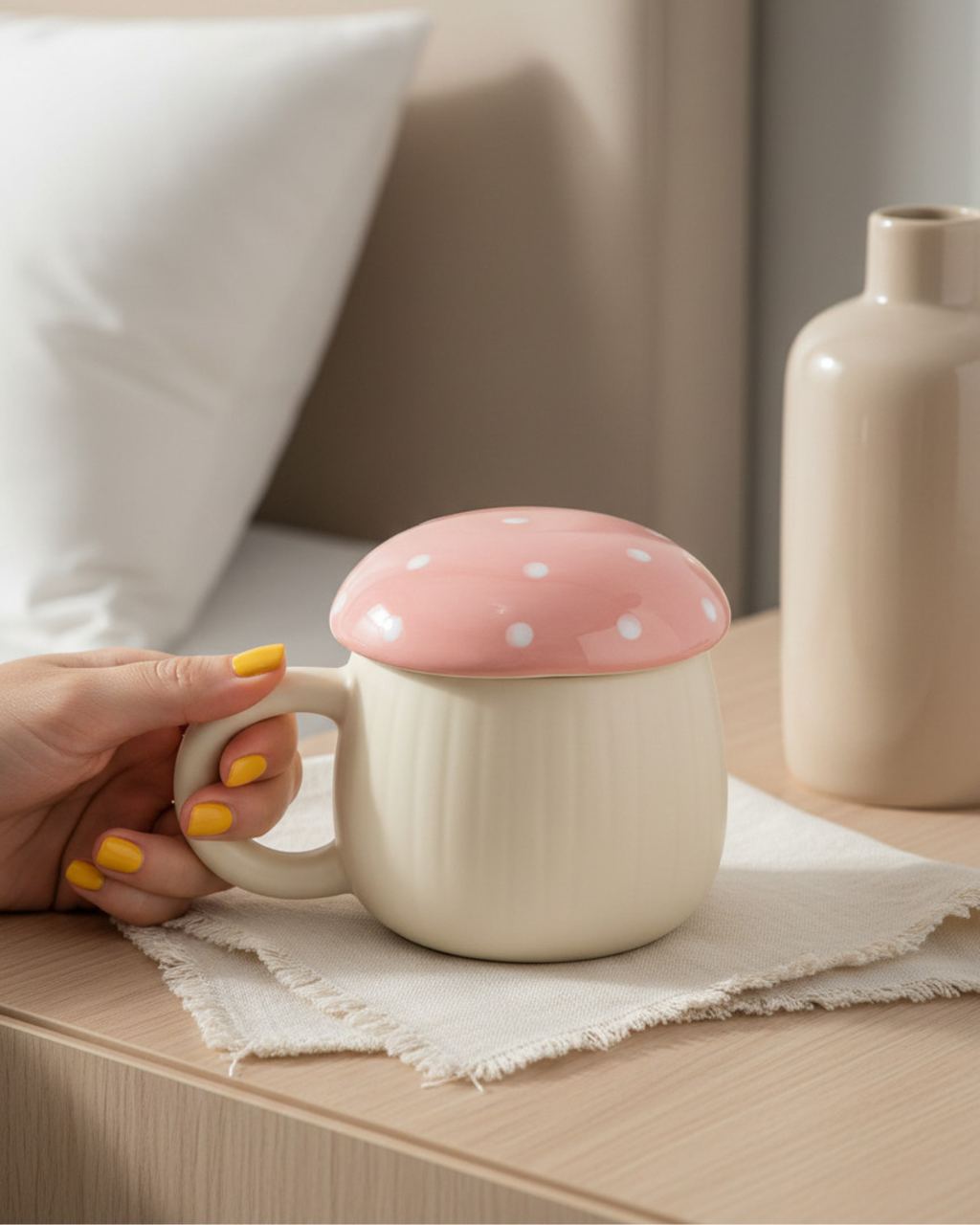 Pink Mushroom Woodland Mug